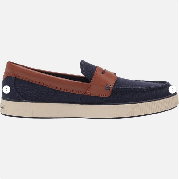 Cole Haan Nantucket 2.0 Men’s Penny Loafer Navy and Tan Size 13W NEW main image 7